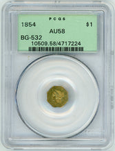 1854 California Fractional Gold BG-532 $1 PCGS AU 58 | California Fractionals