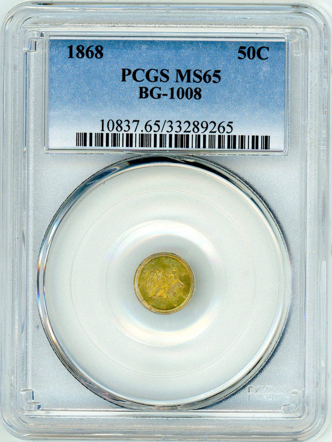 1868 California Fractional Gold BG-1008 50c PCGS MS 65 | California Fractionals