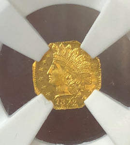 1872 California Fractional Gold BG-791 25c NGC MS 65. Capstone Coins