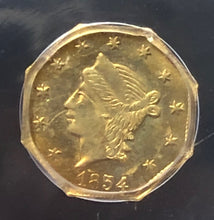 1854 25c Octagonal Liberty BG-108 PCGS MS64 California Fractional Gold | California Fractionals